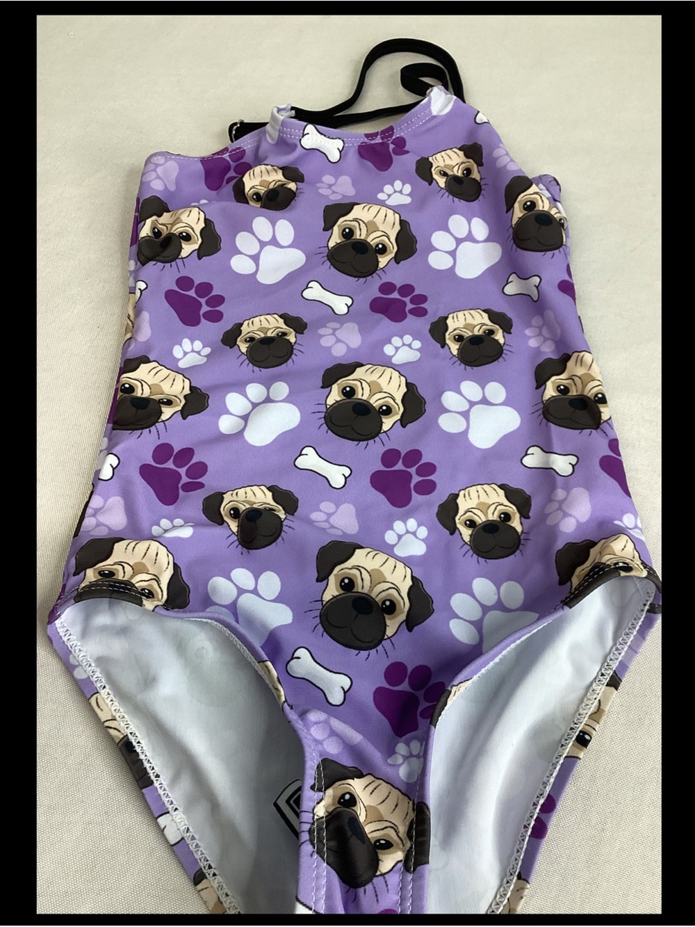 Kids Purple Pug Print One-Piece Swimsuit.33